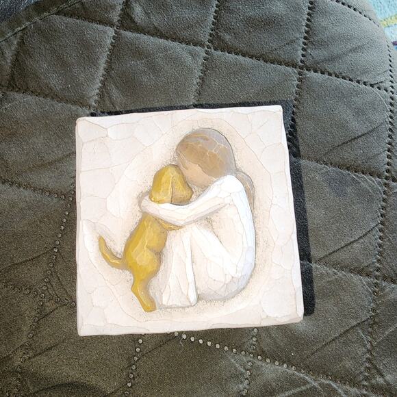 WILLOW TREE TRULY A FRIEND GIRL & PUPPY TRINKET BOX - Picture 1 of 5